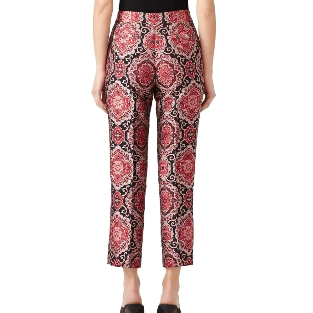 NWT Kate Spade‎ Medallion jacquard flare Red Black Paisley Pants New